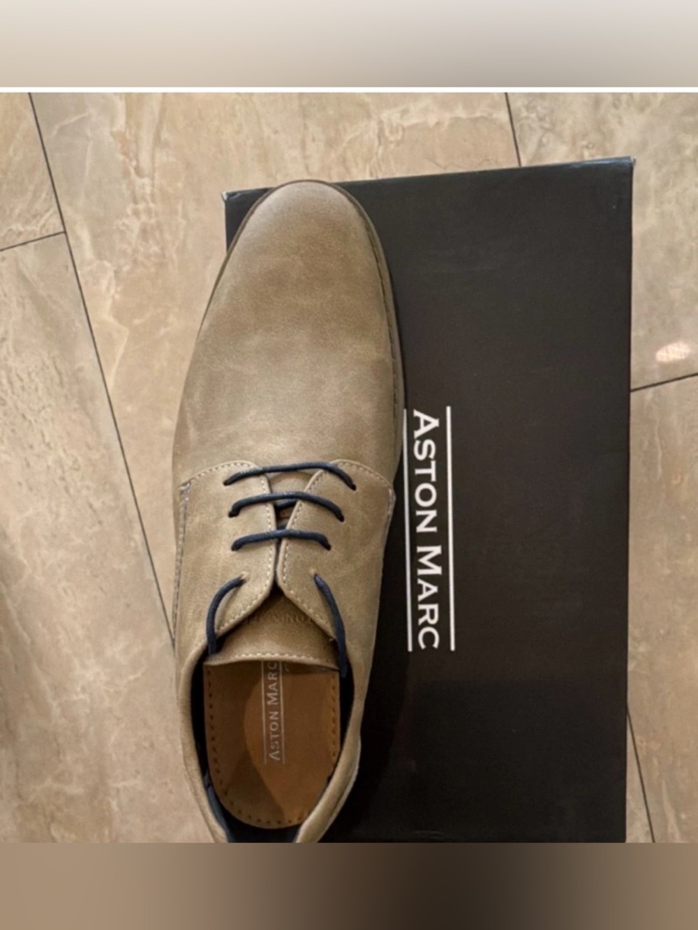 Men's Taupe Suede Derby with Navy Laces
